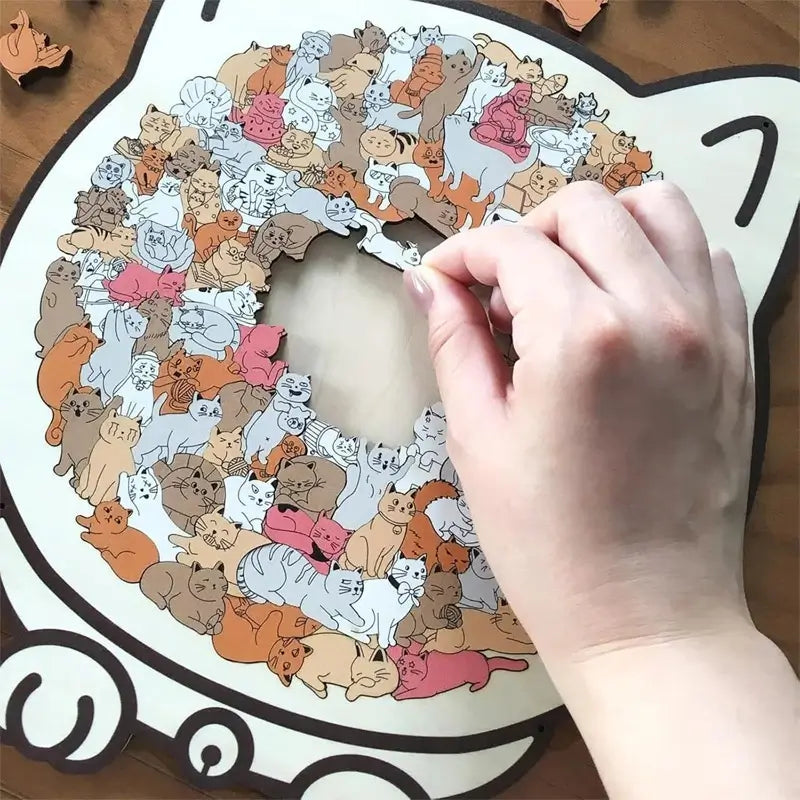 🔥32% OFF| 100+ Pieces Cat-Shaped Wooden Jigsaw – Perfect Gift for Puzzle Fans 🎁