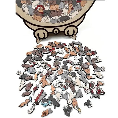 🔥32% OFF| 100+ Pieces Cat-Shaped Wooden Jigsaw – Perfect Gift for Puzzle Fans 🎁