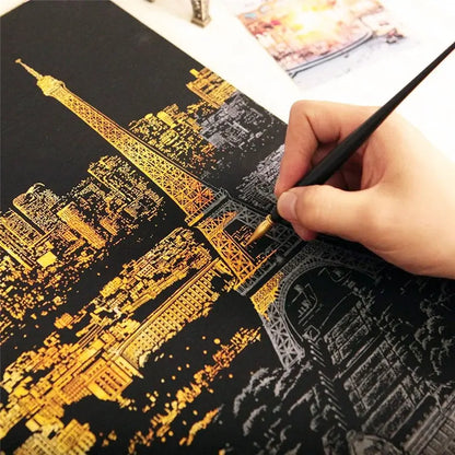 World Landmarks Scratch Art Set