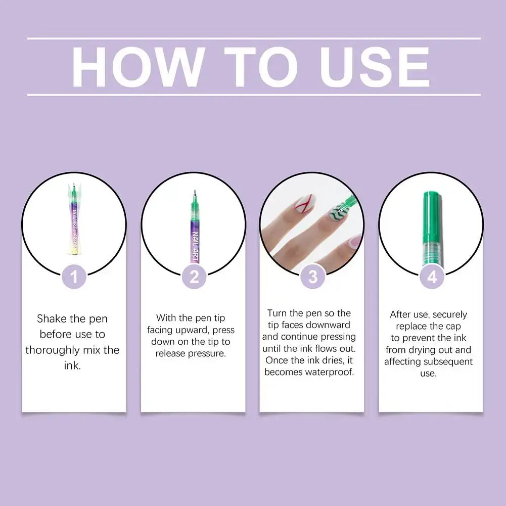 Pro Nail Art Marker Set – Precision Design Pens (12 Colors)