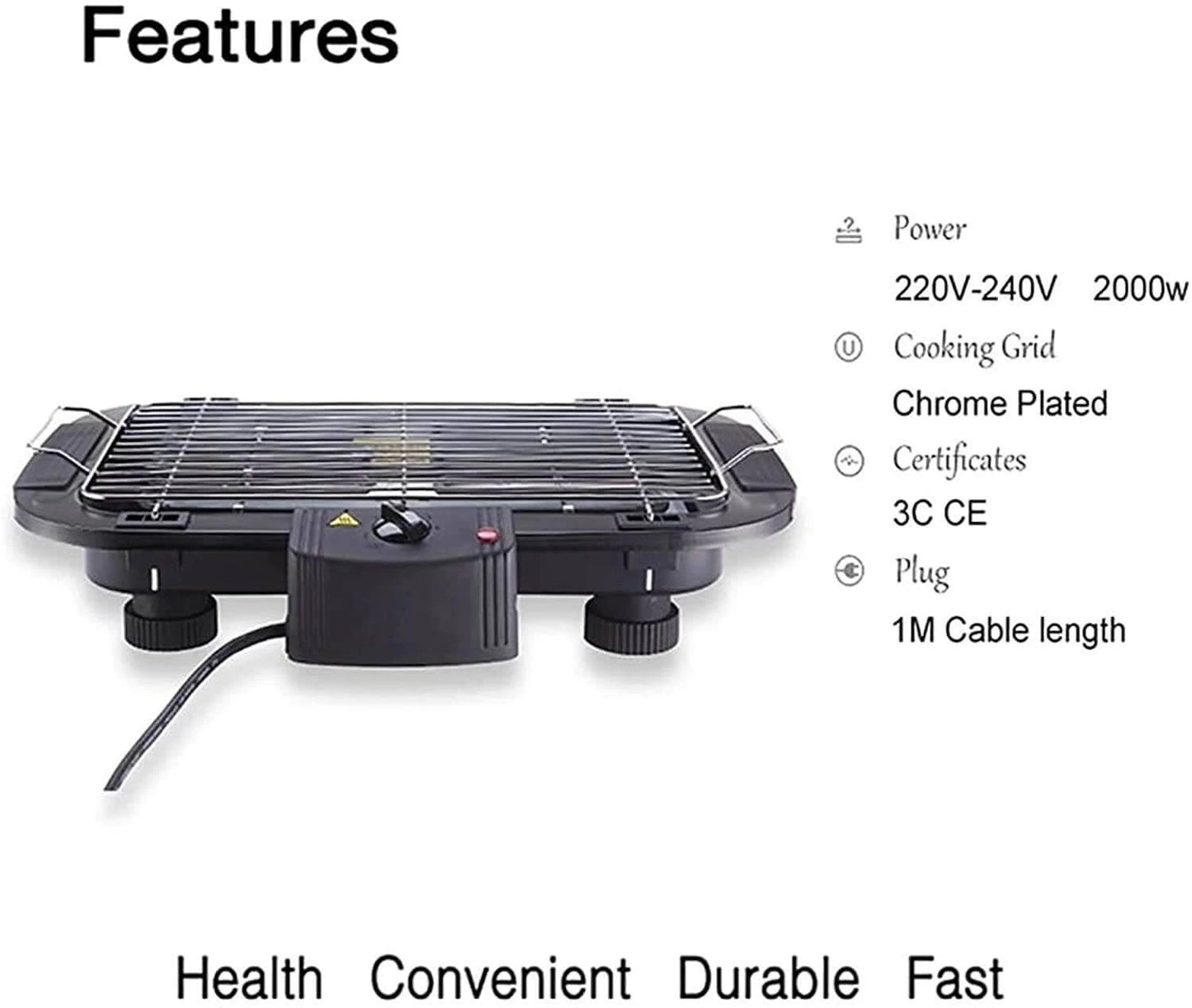 Smokeless Electric BBQ Grill 2000w