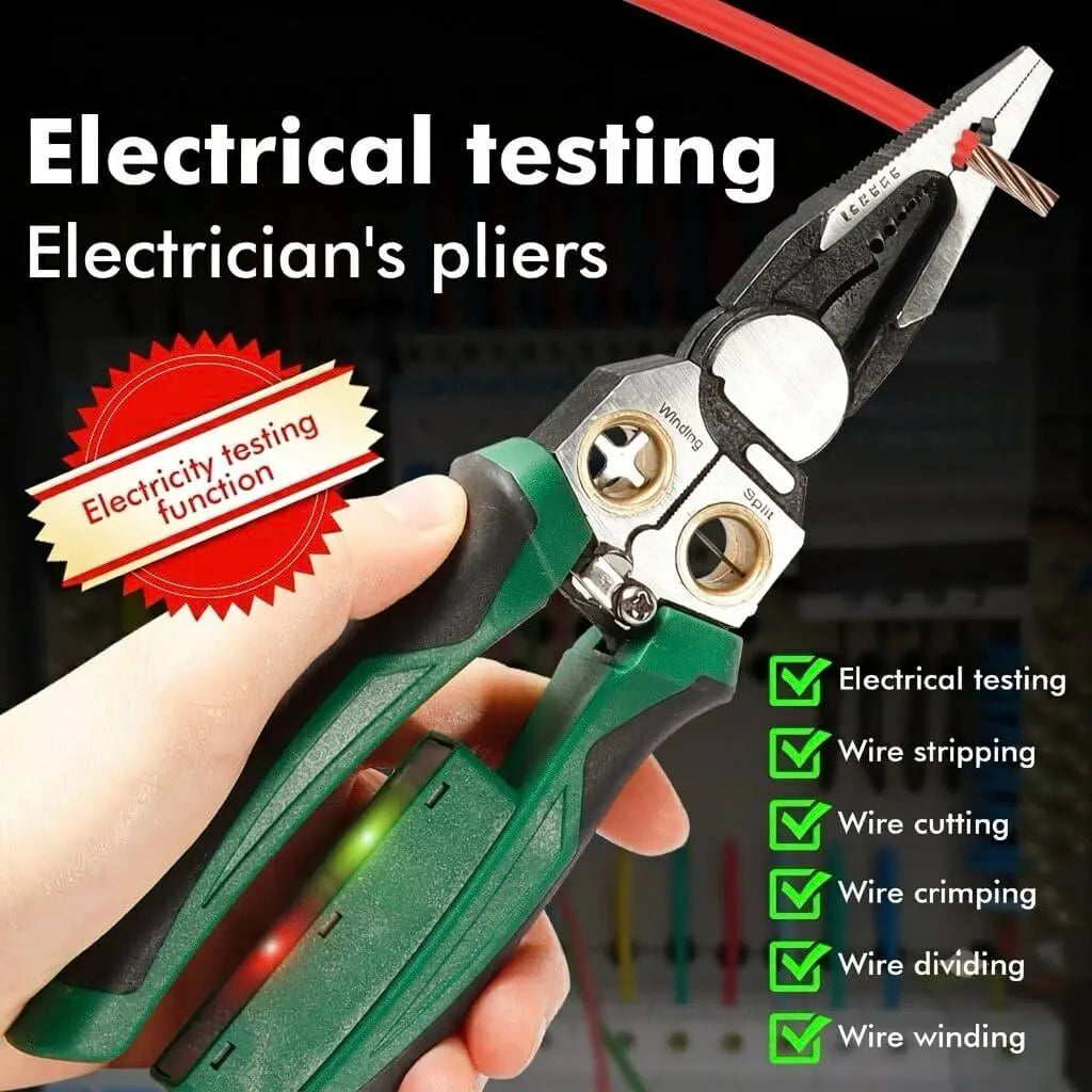 8-in-1 Electrician Pliers with Built-In Voltage Tester