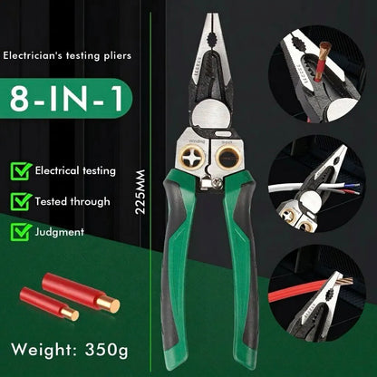 8-in-1 Electrician Pliers with Built-In Voltage Tester
